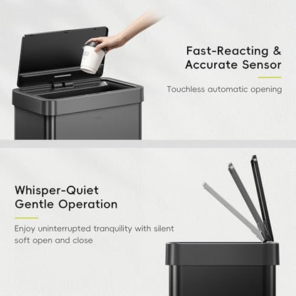 EKO Mirage X 80 Liter / 21.1 Gallons Motion Sensor Trash Can, Automatic Large Kitchen Trash Can Touchless, Stainless Steel, Matte Black - size: Mirage 80L - Matte Black