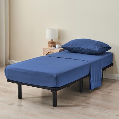 Kingnex 30x75x9 RV Bunk Sheets Set for Narrow Twin Bed Soft Brushed 1800 Microfiber 3 Piece Bedding Set Includes 1 Cot Size Fitted Sheet 1 Flat Sheet 1 Pillowcase Cot Navy - color: Navy, size: Cot 30x75 RV Bunk Set