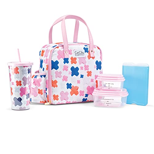 Fit & Fresh Lunch Bag For Women, Insulated Womens Lunch Bag For Work, Leakproof & Stain-Resistant Large Lunch Box For Women With Containers, Tumbler and Ice Pack, Zipper Closure Wichita Bag X Spot - color: X Marks the Spot