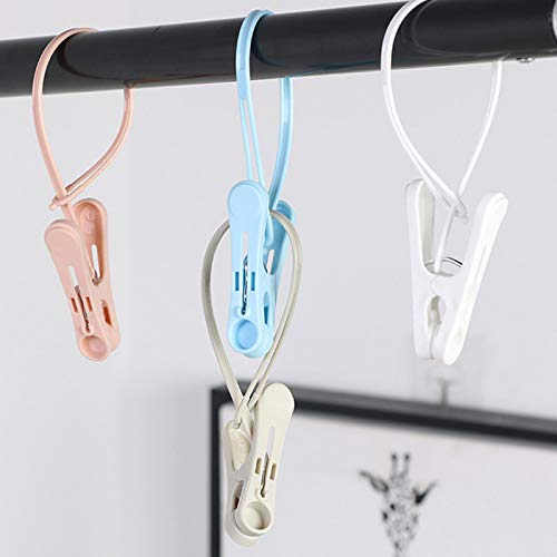 24Pcs Clothes Pins with Plastic Rope, Clothesline Drying Clothing Clips | Clothes Pins for Photo Craft Painting Display, 12pcs Blue 12pcs White - color: Blue,white-24pack