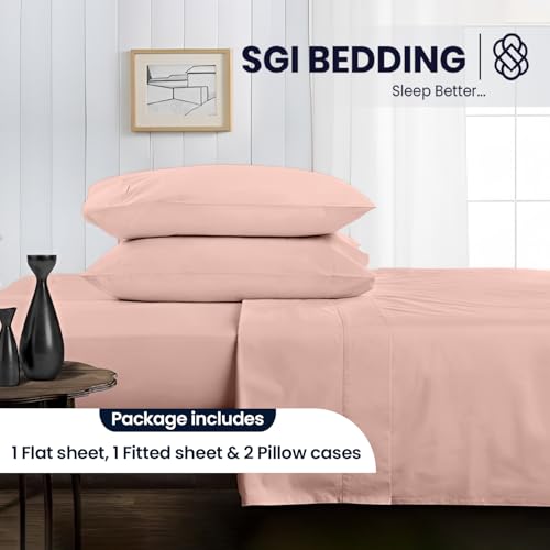 SGI bedding Full XL Bed Sheets Set – Premium 600 TC Egyptian Cotton, Crisp & Cooling Sateen Weave, Extra Soft Hotel Collection, Fits Mattresses Up to 16 Inch Deep, Breathable & Long Lasting – Peach - color: 07 - Peach, size: Full XL