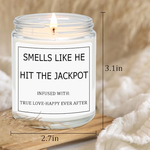Bridal Shower Gifts for Bride, Bride to Be Engagement Gift for Couples Women, Funny Wedding Lavender Candles - style: JACKPOT