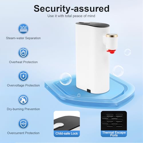 Instant Hot Water Dispenser, 1500W Electric Kettles, Countertop Instant Water Dispenser with 5 Temperatures & 2 Water Volume, Ideal for Home, Coffee Shop, Tea House