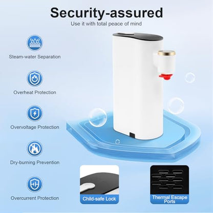Instant Hot Water Dispenser, 1500W Electric Kettles, Countertop Instant Water Dispenser with 5 Temperatures & 2 Water Volume, Ideal for Home, Coffee Shop, Tea House