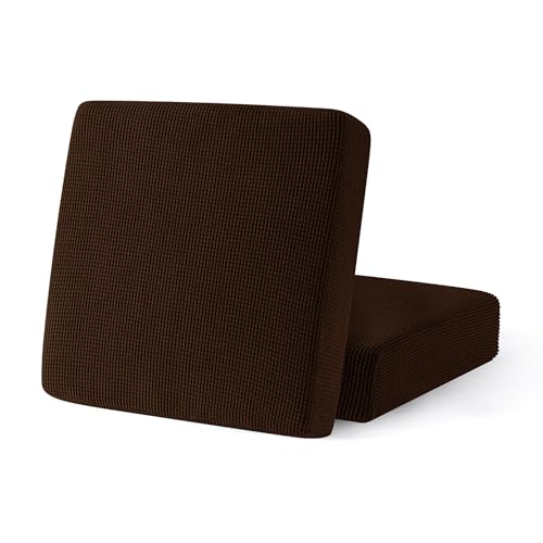 SUBRTEX Stretch Cushion Covers Couch Cushion Slipcovers RV Seat Covers Chair Loveseat Sofa Cushion Protector Spandex Elastic Furniture Protector for Seat (2 Packs, Chocolate) - color: Chocolate, size: 2 pieces