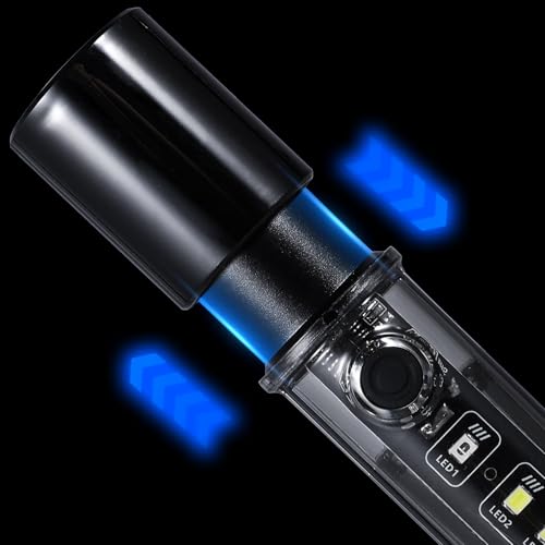 VAVOFO LED Flashlight, Aluminum Body, Purple LED EDC Flashlight - USB-C Rechargeable, Waterproof, Zoom Focus, 3 Modes, Red & Blue Emergency Strobe - Best for Outdoor, Tactical - color: Black