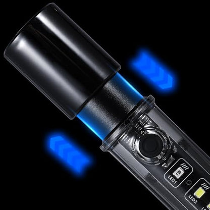 VAVOFO LED Flashlight, Aluminum Body, Purple LED EDC Flashlight - USB-C Rechargeable, Waterproof, Zoom Focus, 3 Modes, Red & Blue Emergency Strobe - Best for Outdoor, Tactical - color: Black
