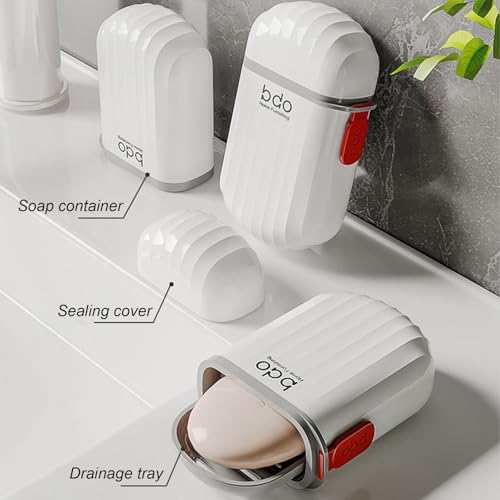 Toothbrush Travel Case & Travel Soap Holder Dish Tray Set of 2, Portable Clear Toothbrush Holders with Cover Leakproof Bar Soap Holder for Traveling School Camping Business Bathroom - color: 2 Pc-a-white
