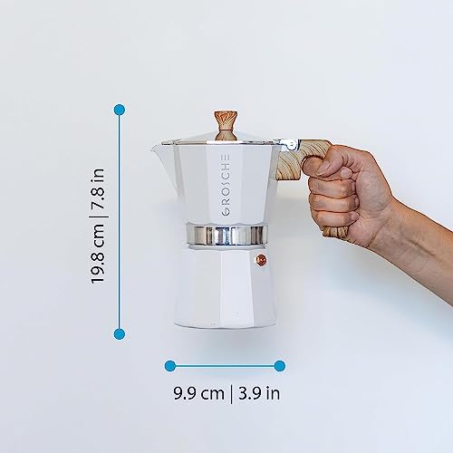 GROSCHE White Milano Stovetop Espresso Maker, 6 cup - color: White, size: 6 espresso cups