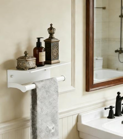 White Paper Towel Holder Wall Mount with Thickened Shelf for Bathroom,Matte White Adhesive Hand Towel Holder,Bathroom Kitchen RV - color: White Thk