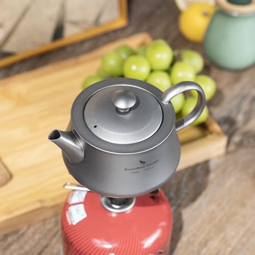 Boundless Voyage Titanium Kung Fu Tea Set with 3 Teacups Portable Camping Kettle Reusable Travel Coffee Tea Cup Set (Ti3118D-300ml) - color: Ti3118D-300ml