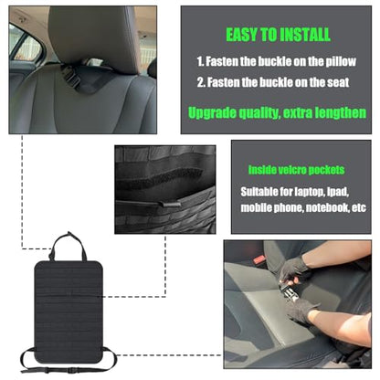 6 Pack Tactical Molle Automotive Seat Back Organizer Tactical Vehicle Panel Organizer with 5 Detachable Molle Pouch for Car Truck Ford Jeep Vehicle,US Flag Patch For Man (5 Pouches) - style: 6 Pack
