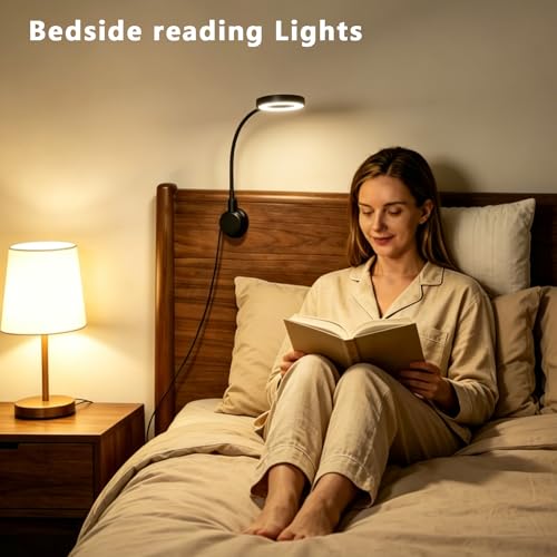 Suction Cup LED Desk Lamp for Computer Monitor, 3 Modes 10 BrightnessDesk Lights for Home Office with Adapter, Flexible Gooseneck Ring Light, Fill Light, Bedside, Reading, Study, Workbench, Black - size: 3.5IN