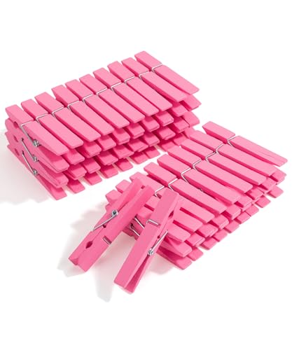 Mr. Pen- Wooden Clothes Pins, Natural Wood, 50 Pack, 2.9 Inch, Pink | Rust Resistant Clothes Pins for Hanging Clothes, Mother's Day Decoration - color: Pink, size: 2.9 inch, 50 pcs