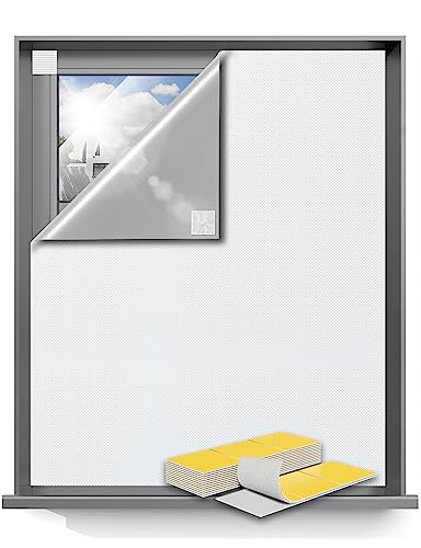 Sumobaby Blackout Curtains for Bedroom 50"x57" Portable No Drill Black Out Curtains with Heat-Resistant Magic Tapes,100% Blackout Blinds Easy to Cut Fit for Home Cinema,Dorm Room,Nursery(White)