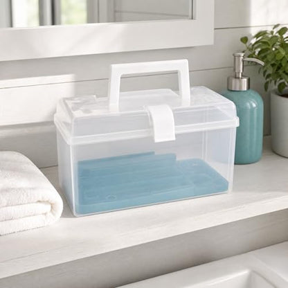 Beavorty Portable First-aid Box Medicine Storage Organizer Medicine Holder Buckle Design for Home Use to Carry Medication Container White