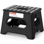 HBTower Folding Step Stool 9 Inch - Holds 600 lb, Non-Slip Surface & Carry Handle - Sturdy Step Stool for Kids, Toddlers & Adults - Compact Foldable Foot Stool for Kitchen, Bathroom, Bedroom, Outdoor - color: Black