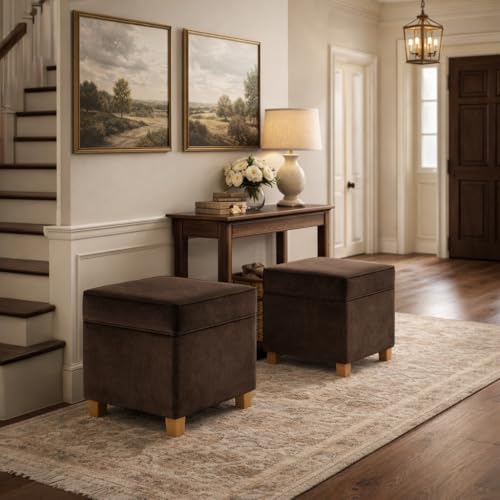 HomePop 18" Classic Square Storage Ottoman - Chocolate Brown Velvet - color: Chocolate Brown Velvet