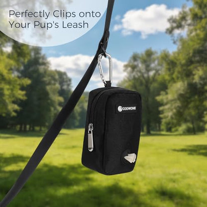 Dog Treat Pouch with Clip, Treat Pouches for Pet Training, Small Dog Treat Container Treat Bag for Leash, Waterproof Dog Treat Bag, Hands-free Training Pouch - color: Black