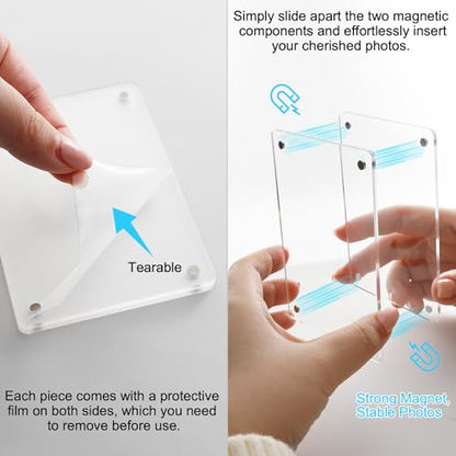 Koongloong 2PCS Car Picture Holder Sun Visor Pictures Frame Magnetic Acrylic 3.14x4.72 Inch Photo Clip Memorial Photos Visors Clips Universal Transperant - size: Fit for 4-inch
