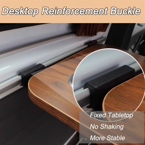 Folding RV Dinette Table with 2 Cup Holders - Space-Saving Wall-Mounted Table for Campervans, Motorhomes, Small Apartments & Kitchens - White Steel Brackets
