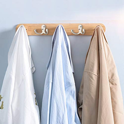 IBosins 28 Pack Heavy Duty Double Prong Coat Hooks Wall Mounted with 56 Screws Retro Double Hooks Utility Hooks for Coat, Scarf, Bag, Towel, Key, Cap, Cup, Hat - color: 28 Pcs Silvery