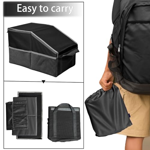 Car Seat Organizer, Passenger Seat, Black | Collapsible, Small Storage, With Lid - color: Black