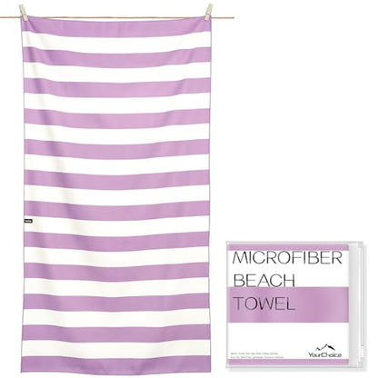 Your Choice Microfiber Beach Towel, Sand-Free Quick Dry Travel Towel, Oversized Compact Lightweight Recycled Towel for Pool Camping(67"x35"/60"x30") - color: D-lombok Lilac, size: Extra Large(67x35")