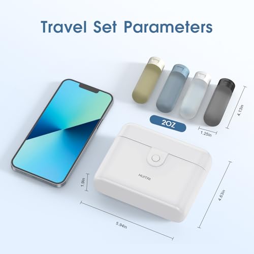 Travel Bottles with Case, 4x2oz TSA Approved, Leak-Proof, Press to Unlock, Compact & Portable Travel Toiletries (White) - color: White
