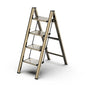 4 Step Ladder, Folding Step Stool with Wider Pedal, Anti-Slip Feet & Non Slip Stripes, Aluminum Sturdy Material, 300Lbs Capacity, Elegant Look of Champagne Gold Better Matches Your Home - color: Champagne Gold, size: 4 Step