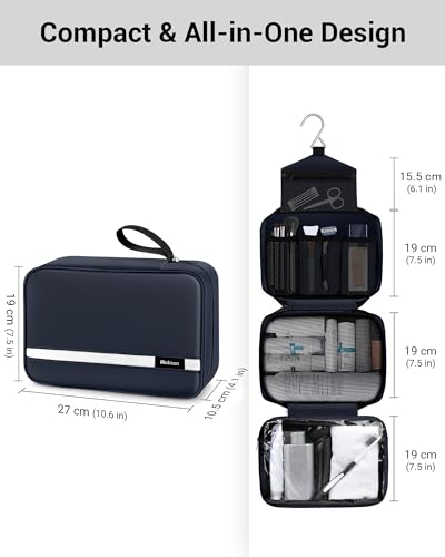 Maliton Toiletry Bag for Men & Women Travel Toiletry Bag Hanging Toiletry Bag Hygiene Organizer with 4 Compartments Waterproof Bathroom Shower Bag Large Toiletries Travel Bag(Black (Navy Blue) - color: Navy Blue
