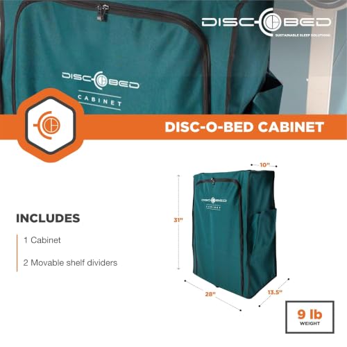 Disc-O-Bed 3-Shelf, 6-Compartment Hanging Zippered Cabinet for Cam-o-Bunks, Green