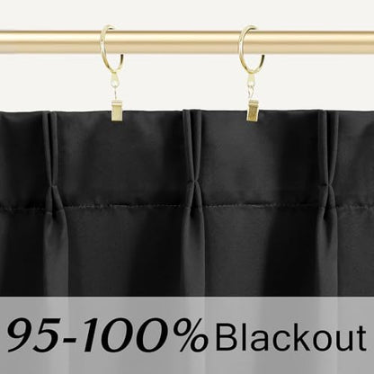 Lino Rosa Basement Window Curtains 18 Inch Length, Easy Sliding Pinch Pleated Small Panel, Blackout Insulated Basement Window Well Covers, 24" W x 18" L, Black - color: Black, size: 24"W x 18"L (Pack of 1)