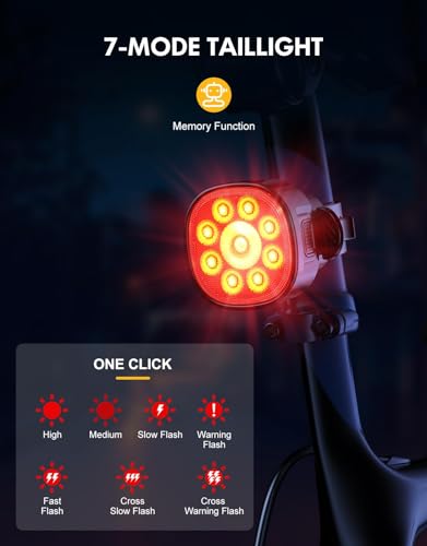 Cuvccn Bike Lights Super Bright, Rechargeable Bicycle Lights Set Multiple Modes, Waterproof Bike Lights for Night Riding/Cycling Safety, Front and Back Bike Reflectors Light, Long Battery Life - style: 9 Led*1