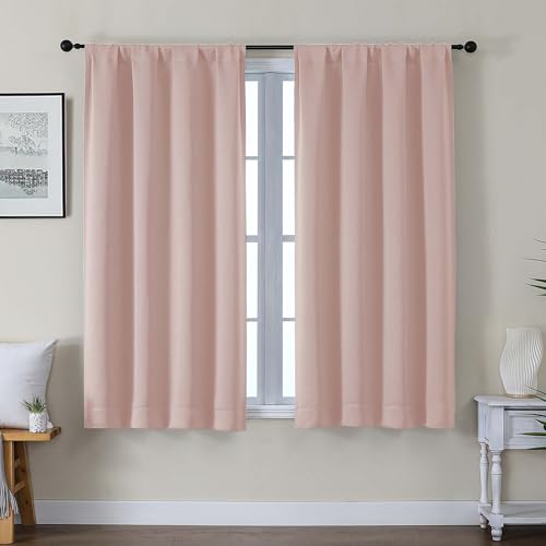 Gwine Valentine's Day Blush Pink Blackout Curtains for Bedroom 54 Inches Long, Thermal Insulated Room Darkening Curtains for Living Room Each 40" Wx54 L, 2 Panels - color: Blush Pink, size: 40"W x 54"L (Pack of 2)