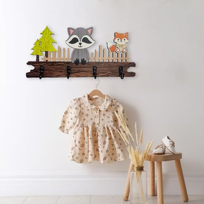 Dog Leash Holder for Wall Mount, Farmhouse Wooden Dog Claw Hooks, Paws Key Rack Accessories for Rustic Home Decor (Raccoon) - size: raccoon