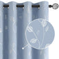 BUHUA Heat Blocking Curtains, Black Out Curtains 63 Inch Long 2 Panels Burg, Soundproof Curtains with Silver Leaf Printed (52 x 63 Inch, Baby Blue, Set of 2 Panels) - color: Silver Leaf /Baby Blue, size: 52"W x 63"L (Pack of 2)