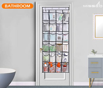 MISSLO Over The Door Shoe Organizer 24 Large Mesh Pockets, White - color: White
