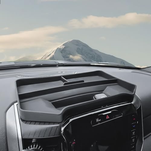 EDBETOS 12" Dashboard Storage Tray for 2019-2025 2026 Dodge RAM 1500 Accessories, 12 Inch Screen Dashboard Organizer Center Console Dash Storage Box Silicone Interior Storage Insert Replacement