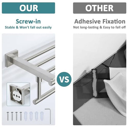 Alise 16 Inch Towel Racks for Bathroom, Towel Rack Wall Mounted with Tower Bars, SUS 304 Stainless Steel Bathroom Shelf, Heavy Duty Hand Towel Holder (Brushed Nickel) - color: Brushed Nickel, size: 16-Inch