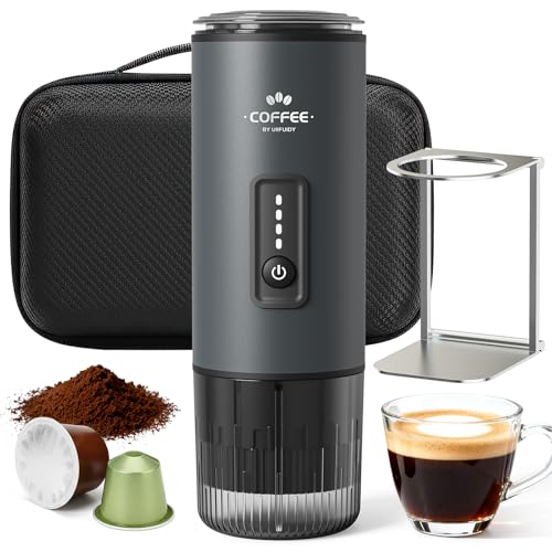 Portable Coffee Maker, 3 in 1 Electric Espresso Machine Set, Rechargeable Self-Heating Brewer with Carrying Bag and Coffee Stand for Office Camping, Hiking - color: Space Gray