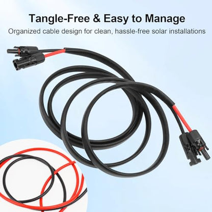 XRDS -RF Solar Panel Cable 30FT, 10AWG Solar Extension Cable with Male & Female Solar Connectors, Flame-Retardant Protective Sleeving Solar Cable, Weatherproof PV Wire for Solar Panel Connection - size: 10AWG 30FT