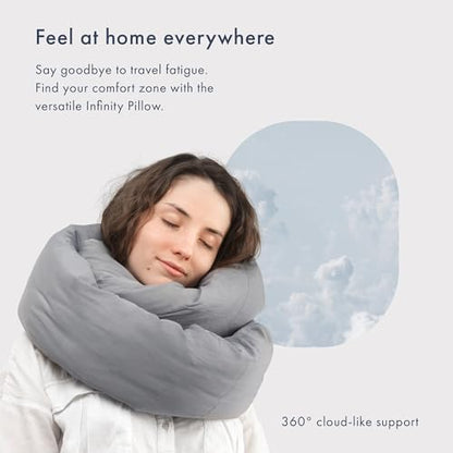 Huzi Infinity Pillow - Home Travel Soft Neck Scarf Support Sleep (Grey) - color: Grey
