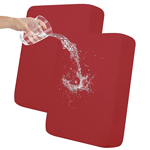Easy-Going 100% Waterproof Chair Sofa Seat Cushion Slipcovers Couch Cushion Cover Stretch Furniture Protector for Kids, Pets (2-Piece Loveseat Cushion, Christmas Red) - color: Christmas Red, size: 2-piece loveseat cushion