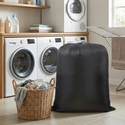 Extra Large Laundry & Storage Bag (37"x47", Black) | Lightweight, Dust & Moisture. Ideal for Blankets, Clothes, Pillows & Cushions for Moving, Dorms, Travel & Camping - size: 37"x47"