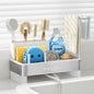Nacial Sponge Holder for Kitchen Sink, Sink Caddy Organizer with High Brush Holder & Two Towel Racks - Rustproof 304 Stainless Steel Kitchen Countertop Storage Essentials - White - color: White