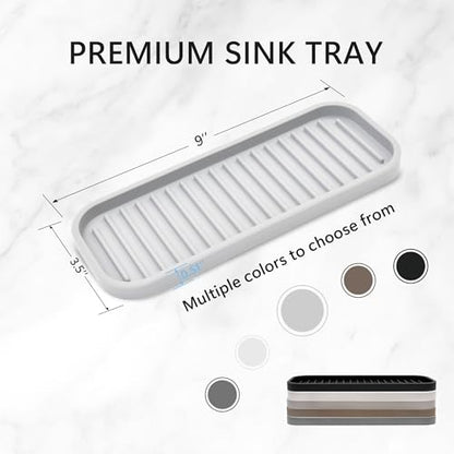 Silicone Sponge Holder Kitchen Sink Organizer Tray Dish Caddy Soap Dispenser, Scrubber Spoon Holder,Dishwashing Accessories 2 Pack (White) - color: White