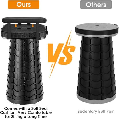 aboutool 2 Pack Collapsible Stool with Soft Removable Cushion & Waterproof Carry Bag - Lightweight Folding Stool, 485lbs Capacity, Portable for Adults, Camping, Fishing, Hiking, Outdoor, Travel - color: Black (Cushion Included)