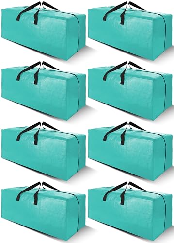 Cosy Family 8 Pack Heavy Duty Extra Large Moving Bags with Backpack Straps - Strong Handles & Zippers, Storage Totes For Space Saving, Fold Flat, Alternative to Moving Box (40 gal, Aquamarine) - color: Aquamarine, size: 40 gal-Pack of 8