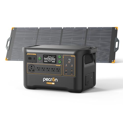 PECRON Portable Power Station F3000LFP with 200W Solar Panel*1, 3072Wh Solar Camping Generator can expand to 10752Wh, 3600W Solar Generator for RV, Home Use, CPAP - style: F3000LFP+200W Solar Panel*1
